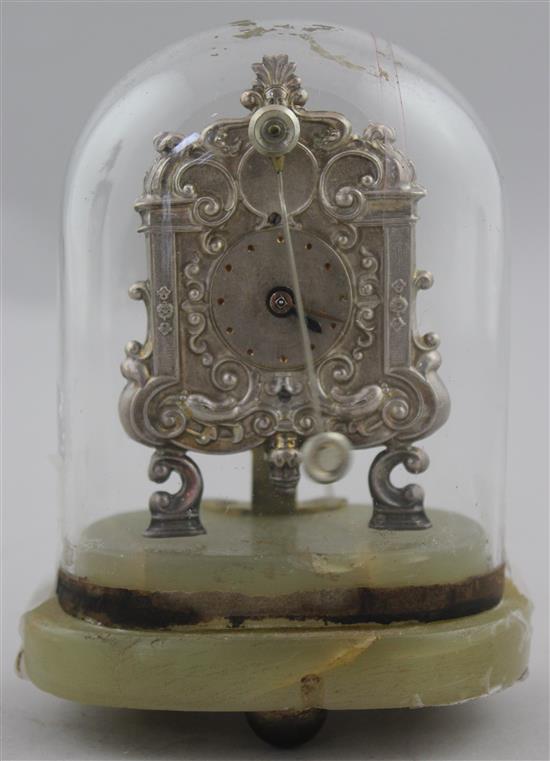 A 19th century Continental white metal desk timepiece, 4.25in.